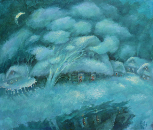 Зимний пейзаж в деревне